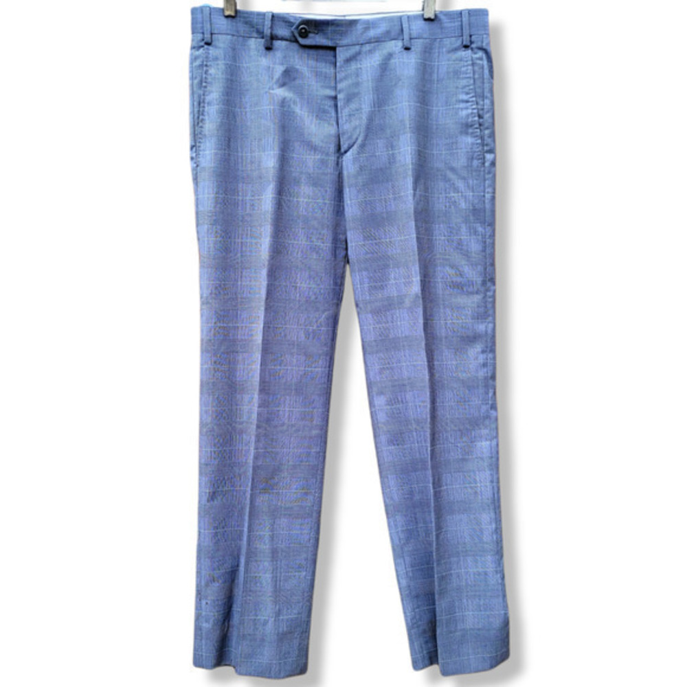 Zanella‎ For Nordstrom's Blue Devon Glen Plaid, Men's Wool Dress Pant